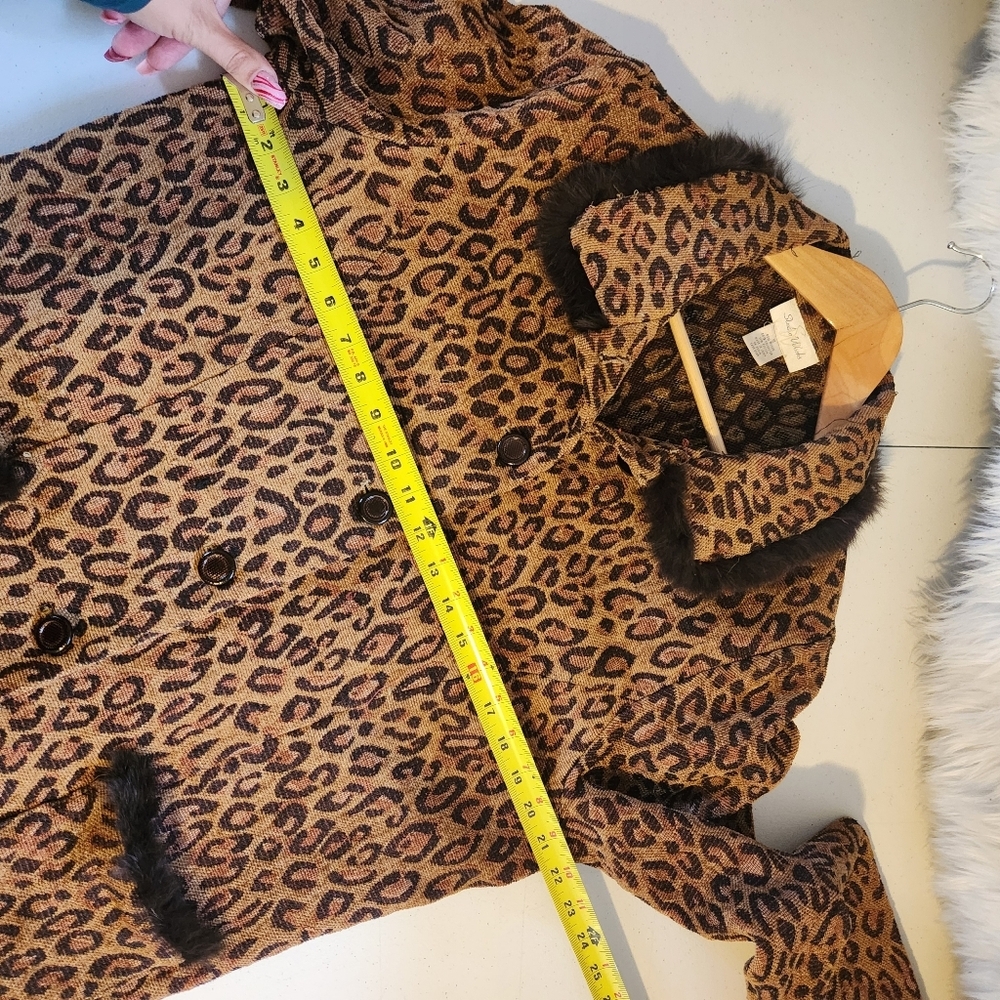 Vintage Leopard Print Faux Fur Coat Jacket Glam Rockabilly Womens Size XL 90s - Picture 11 of 12